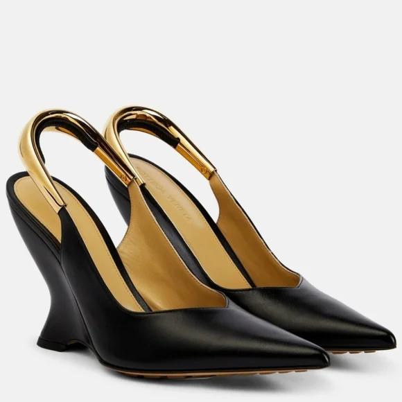NWT$2,300 Bottega Veneta Punta Slingback Leather Wedge Pumps Sz 40.5 (10.5) - Picture 2 of 16